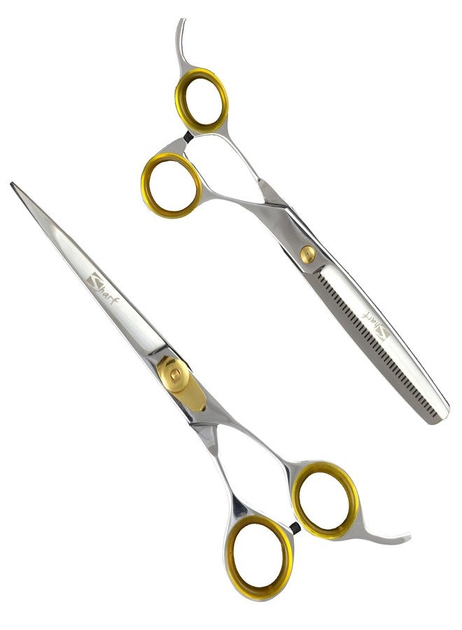 Sharf Gold Touch Pet Grooming Shear Kit 7.5 Inch Straight & 6.5" 42-Tooth Thinning Scissors - Image 1